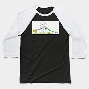 Lamb Watering Flowers Baseball T-Shirt